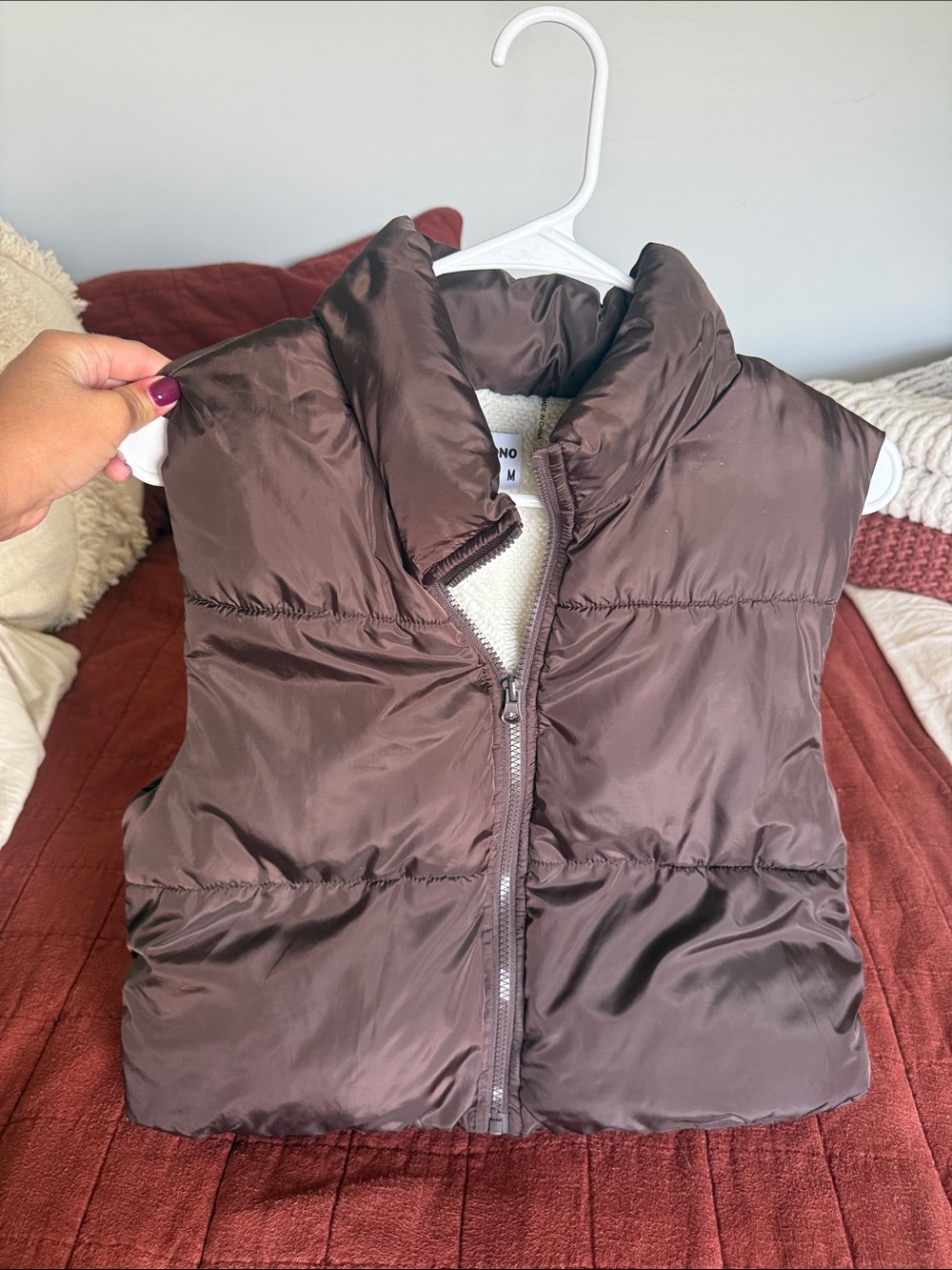 Slightly cropped espresso brown vest